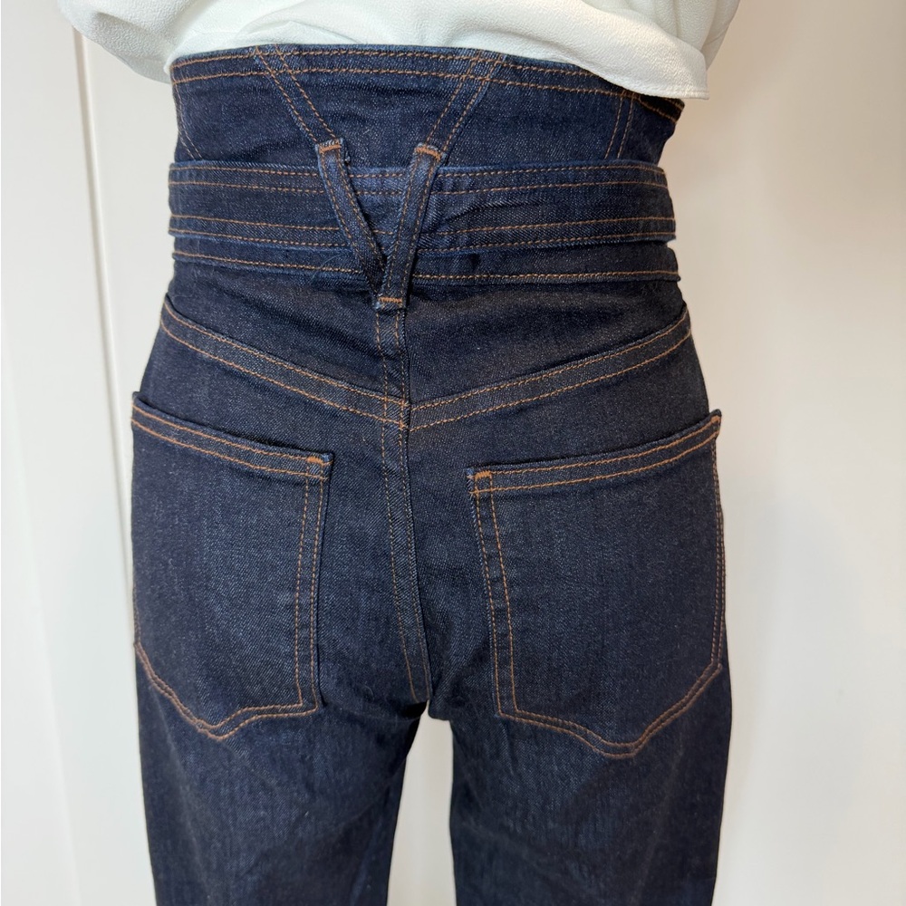 Veronica Beard Sheridan Belted Notched Waist Bell Bottom Jeans - Picture 7 of 10
